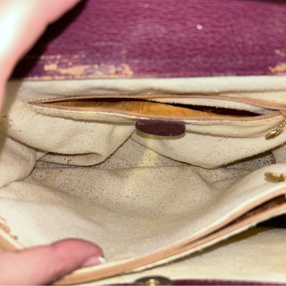 RARE Authentic Vintage Gucci Burgundy Suede Diana Tote Bag Bamboo Handles - Picture 10 of 17